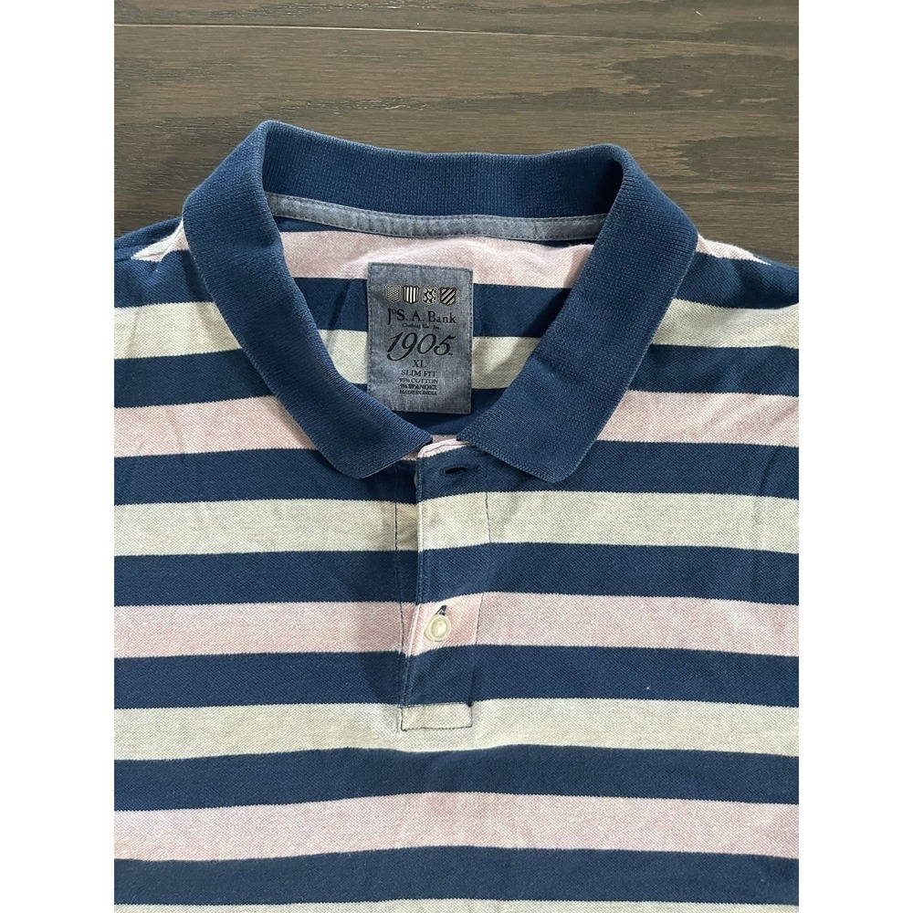 Jos A Bank 1905 Polo Shirt‎ Mens XL Striped Knit Short-Sleeve Cotton Timeless - Picture 3 of 4